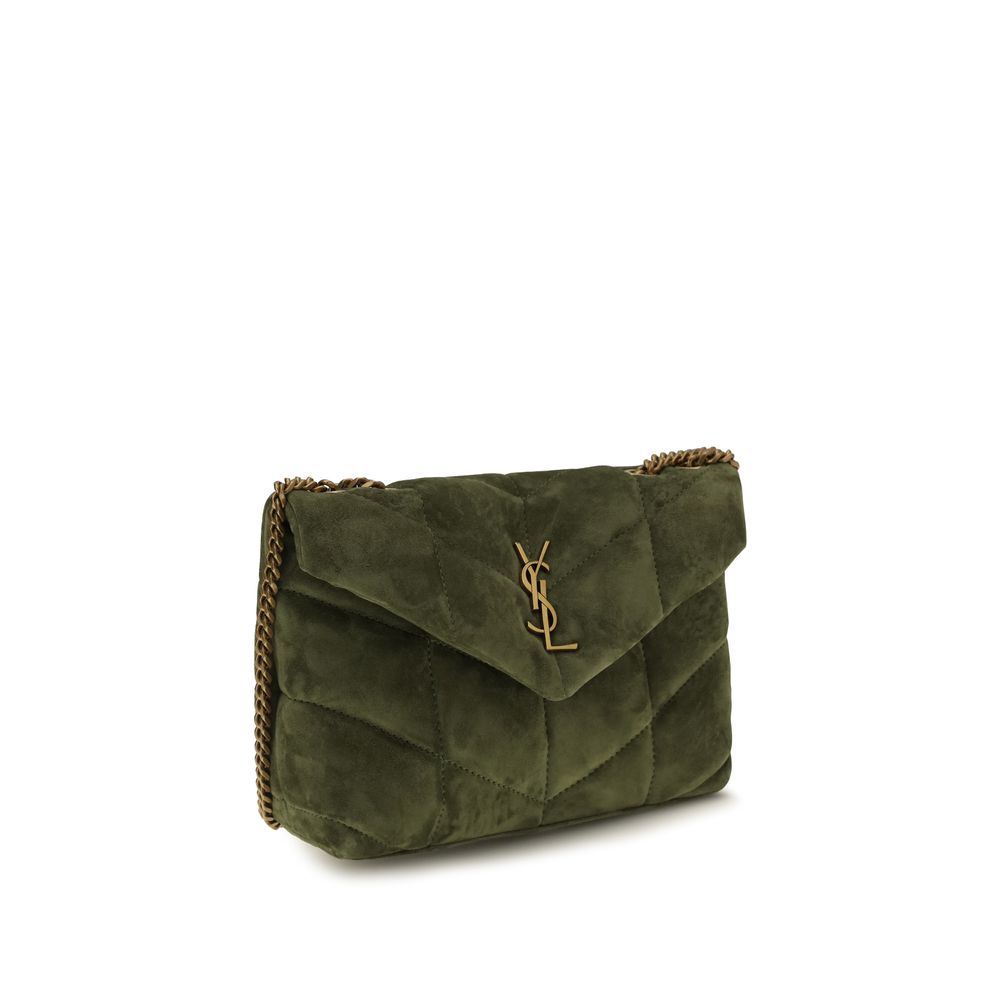 Saint Laurent LouLou Puffer Toy Suede Shoulder Bag in Bicolor | AW26