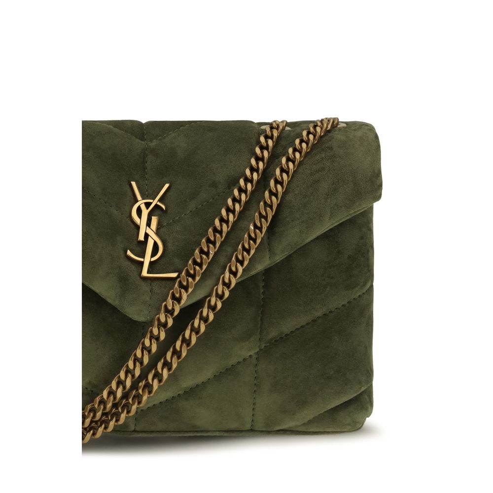 Saint Laurent LouLou Puffer Toy Suede Shoulder Bag in Bicolor | AW26