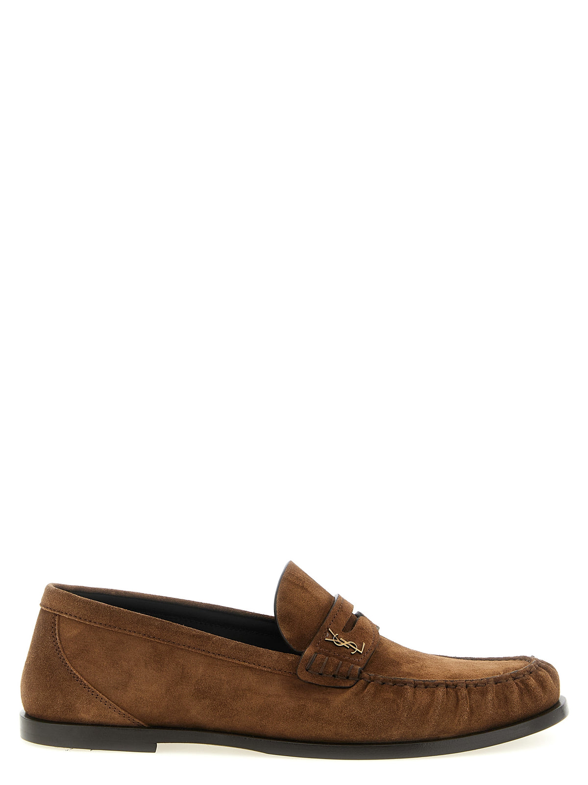 Saint Laurent Suede Calfskin Loafers in Brown | Made in Italy