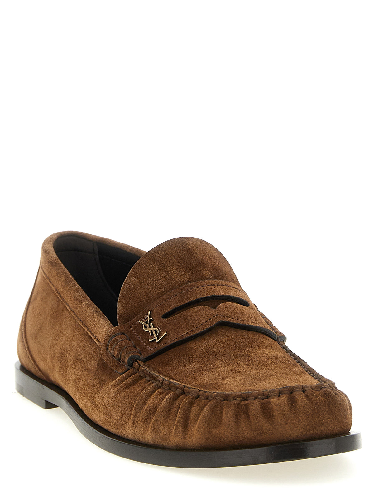 Saint Laurent Suede Calfskin Loafers in Brown | Made in Italy