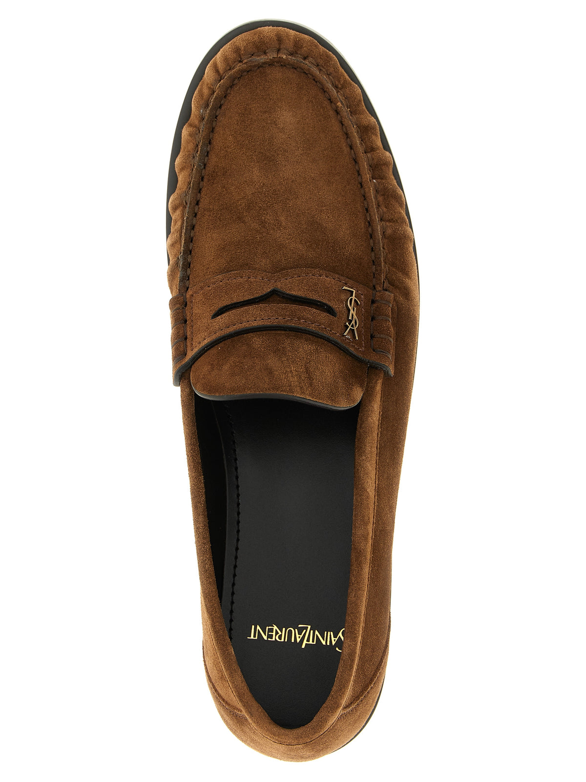 Saint Laurent Suede Calfskin Loafers in Brown | Made in Italy