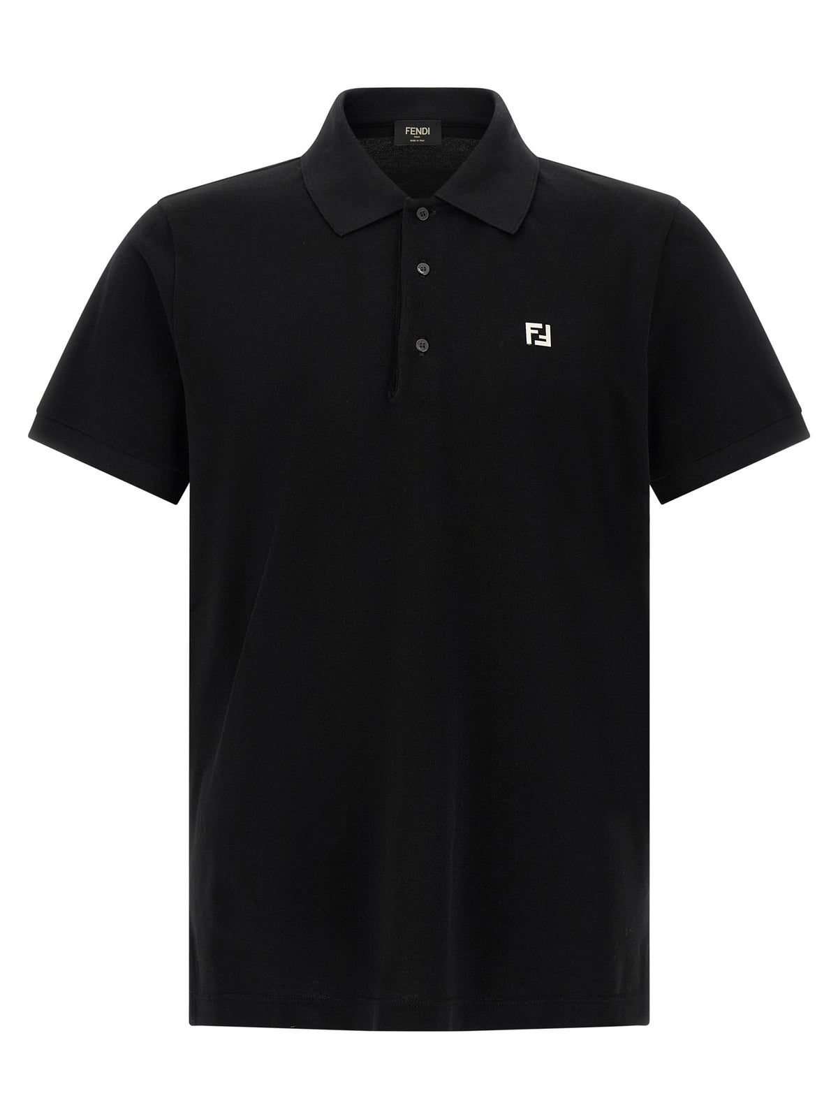 Fendi Cotton Piqué Polo Shirt in Black | Made in Italy