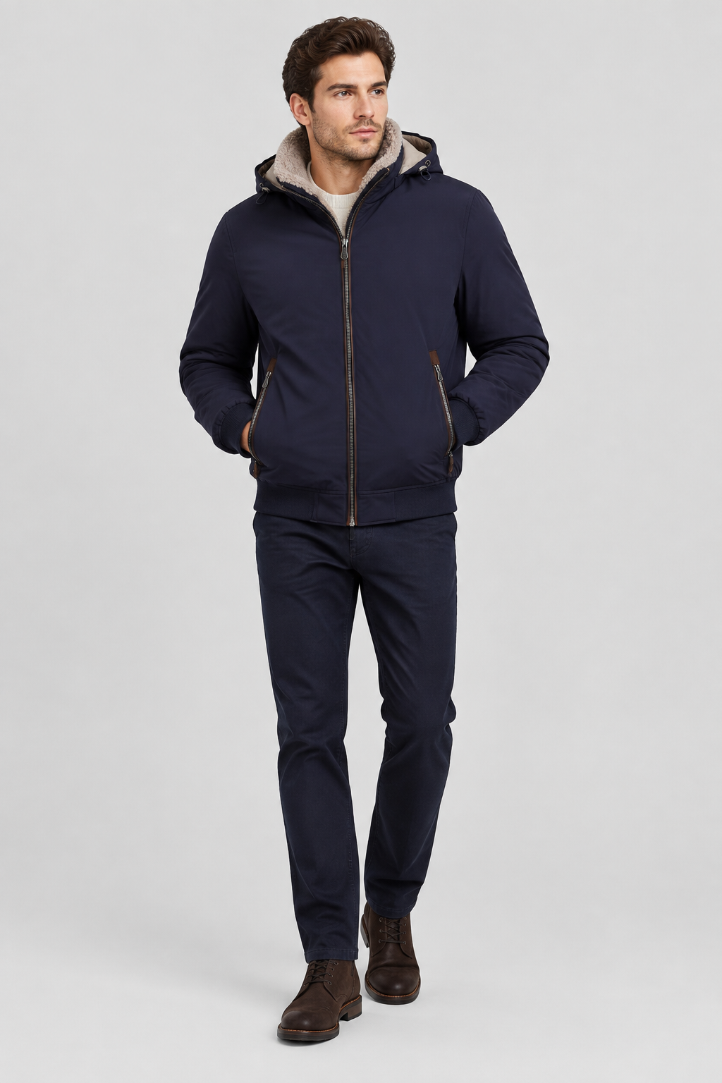 Brunello Cucinelli Polyamide Padded Jacket in Navy Blue | Made in Italy