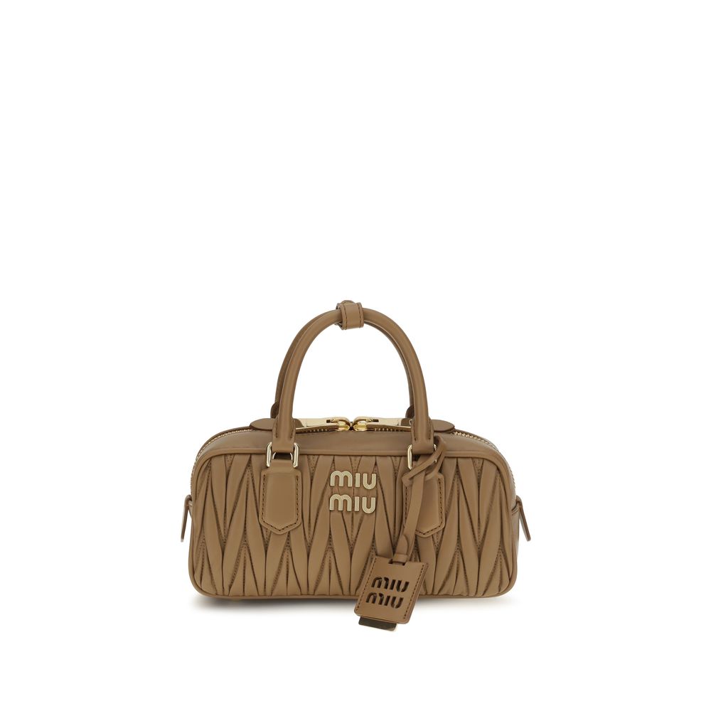 Miu Miu Arcadie Matelassé Calf Leather Handbag in Beige | AW26