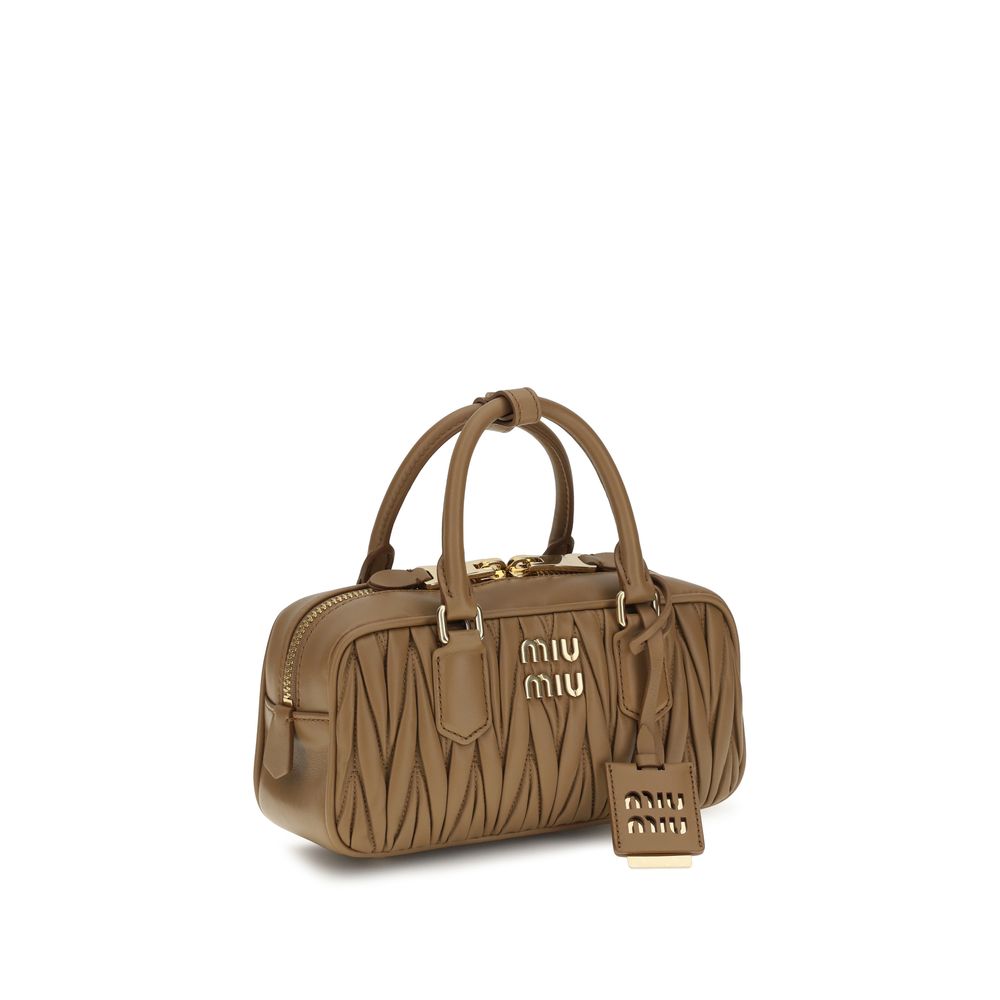 Miu Miu Arcadie Matelassé Calf Leather Handbag in Beige | AW26