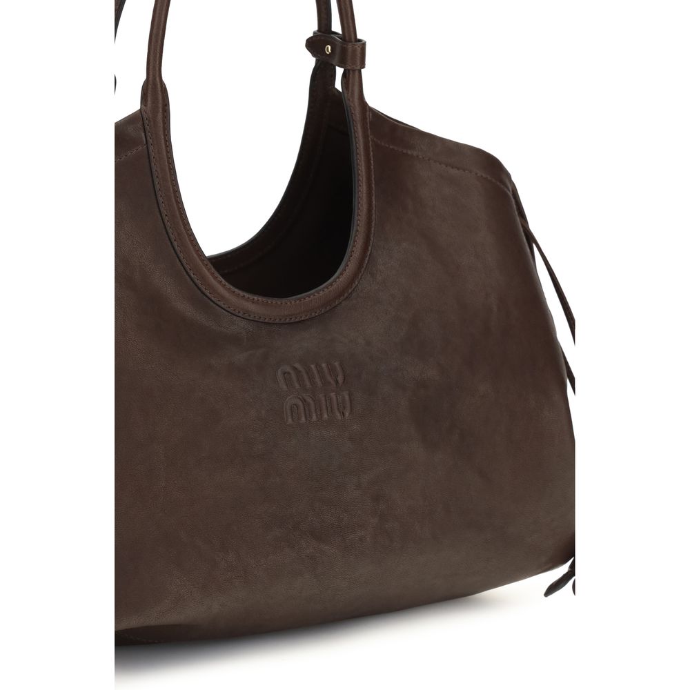 Miu Miu Ivy Nappa Lamb Leather Shopping Bag in Brown | AW26