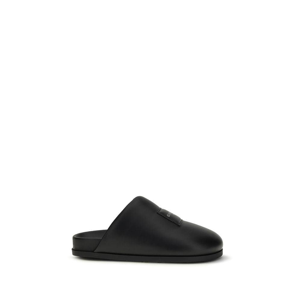 Givenchy Black Padded Lambskin Asymmetric Mules GIVENCHY Paris SS26