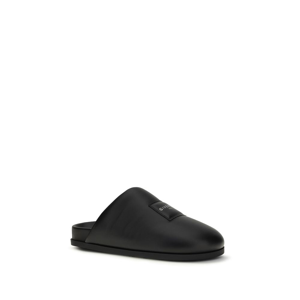 Givenchy Black Padded Lambskin Asymmetric Mules GIVENCHY Paris SS26