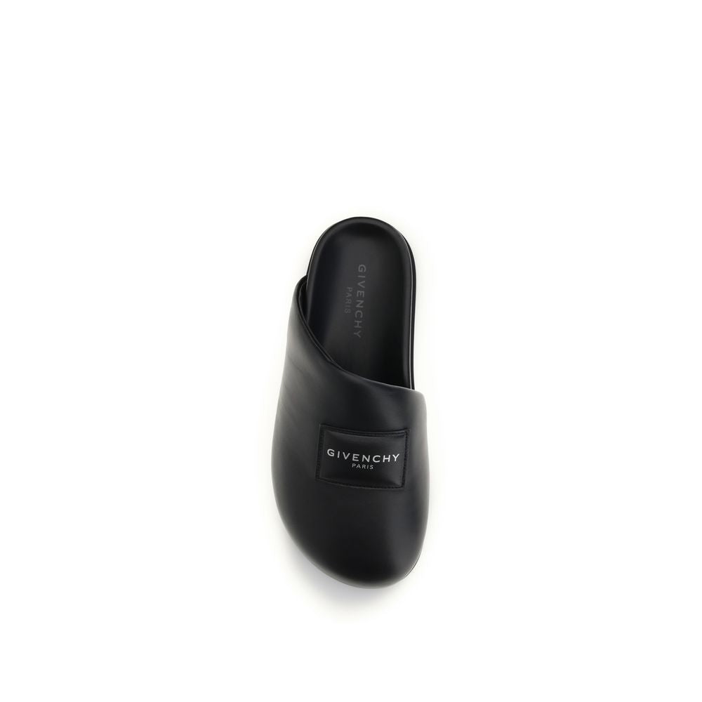 Givenchy Black Padded Lambskin Asymmetric Mules GIVENCHY Paris SS26