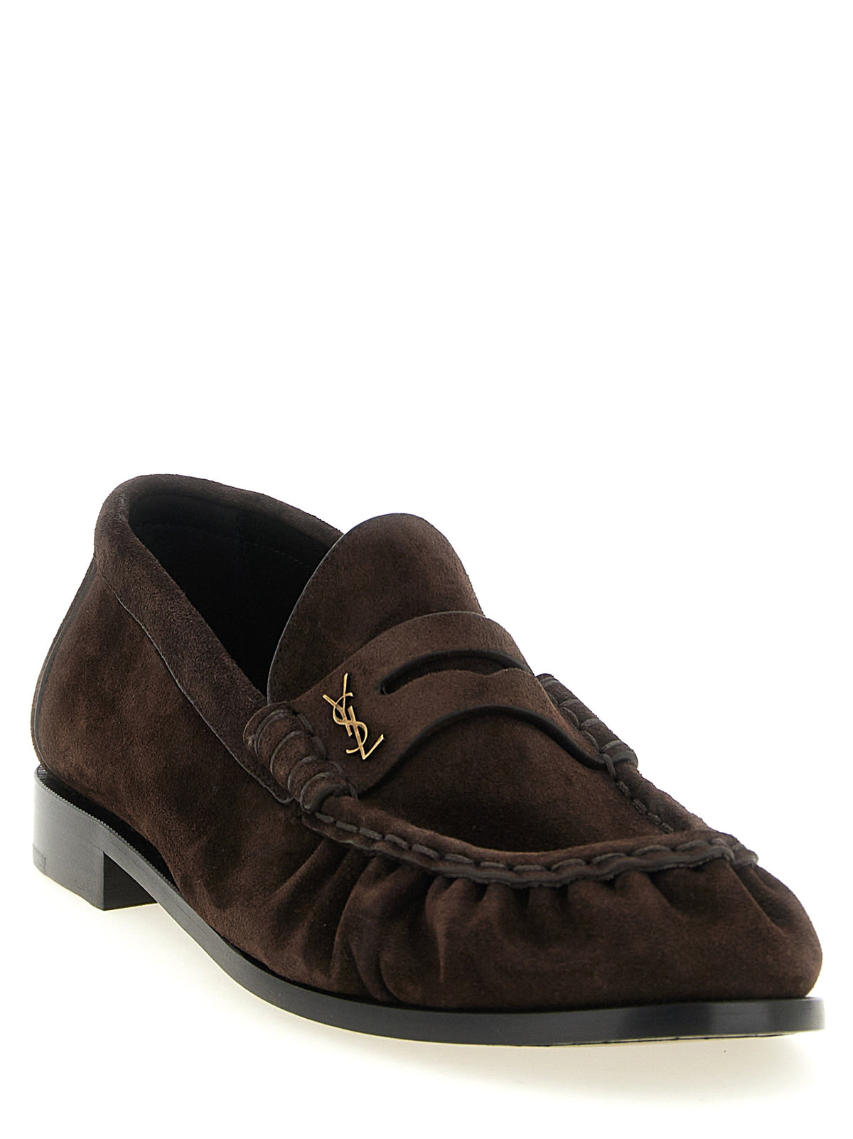 Saint Laurent Le Loafer Suede Loafers in Dark Brown | Made in Italy