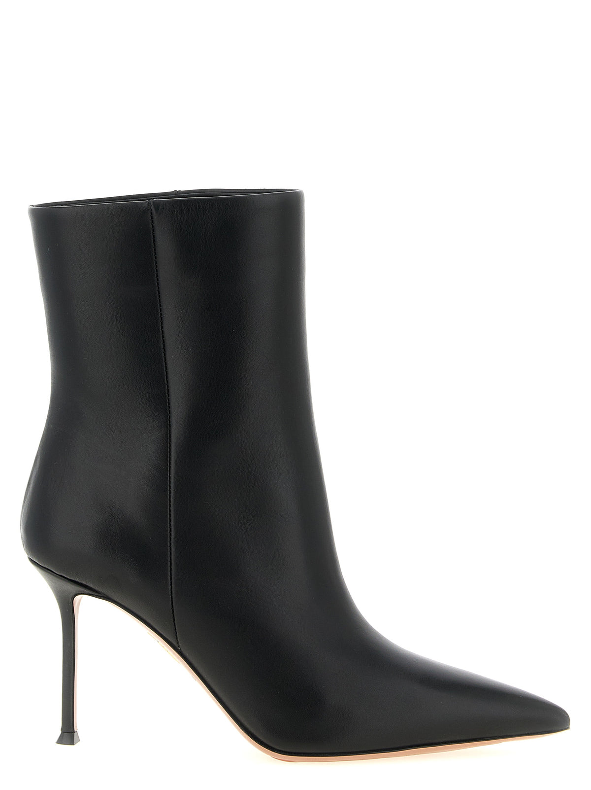 Aquazzura Harper Calfskin Ankle Boots in Black | Made in Italy