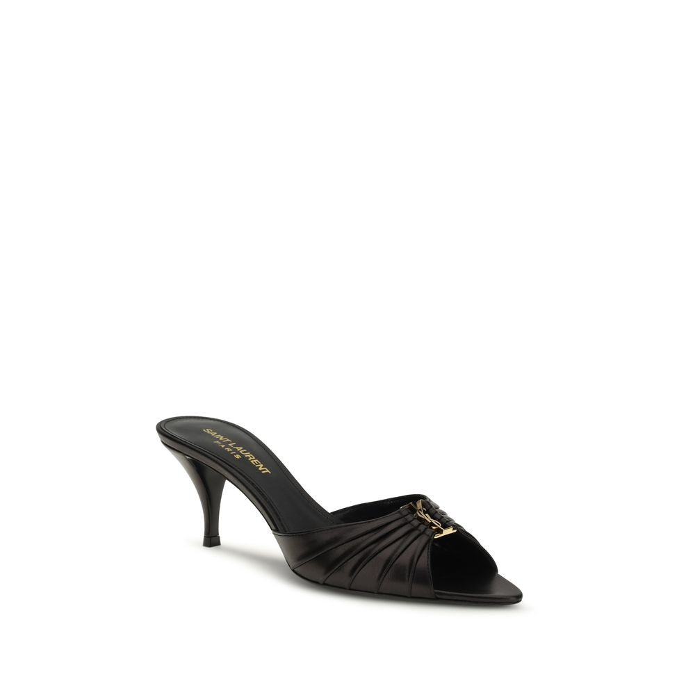 Saint Laurent Black Calfskin Babylone Sandals AW26