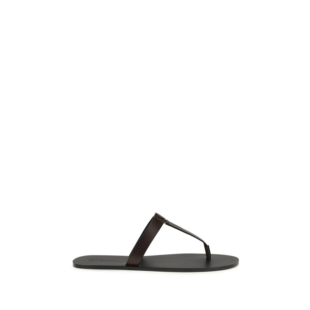 Saint Laurent Babylone Calf Leather Sandals in Brown | SS26