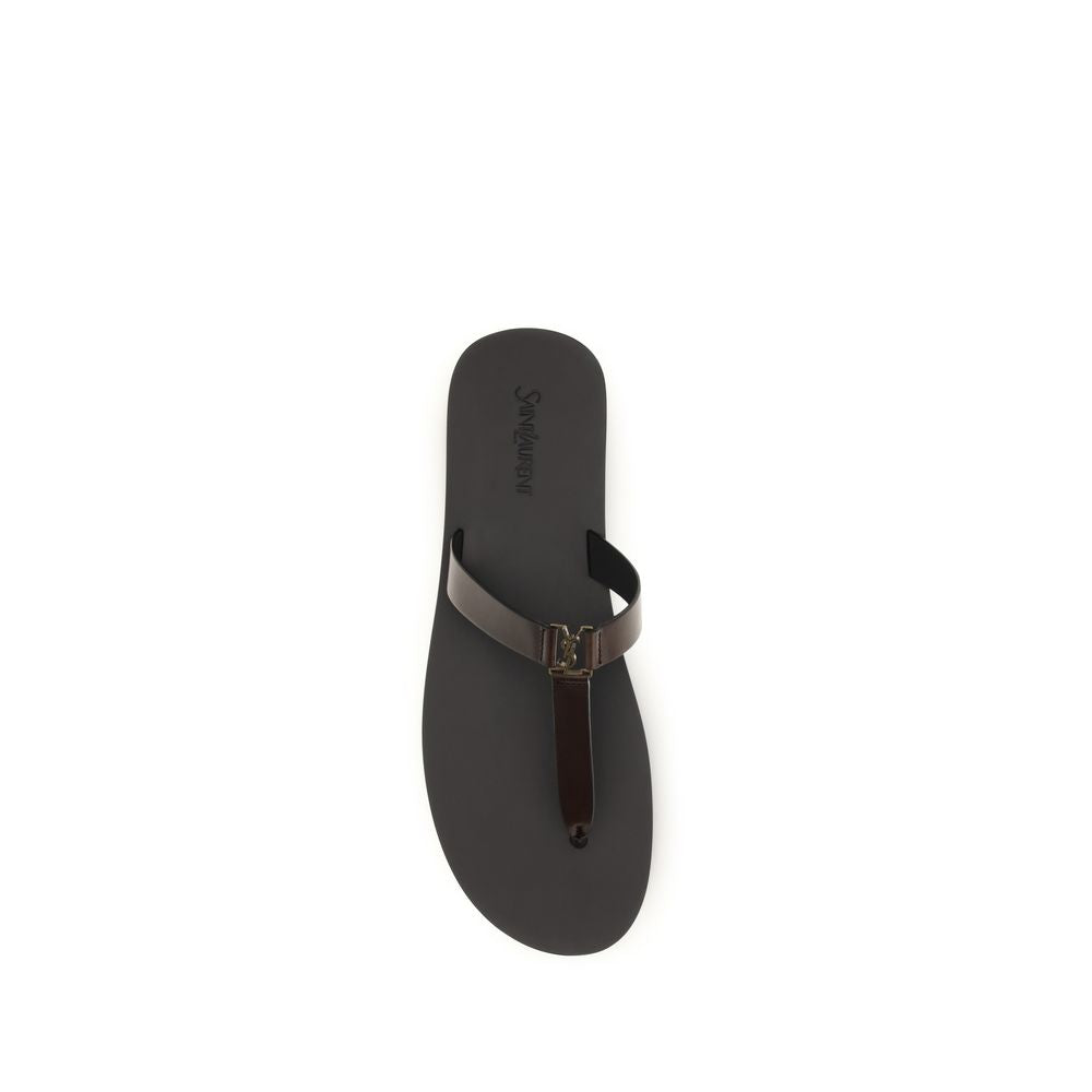 Saint Laurent Babylone Calf Leather Sandals in Brown | SS26