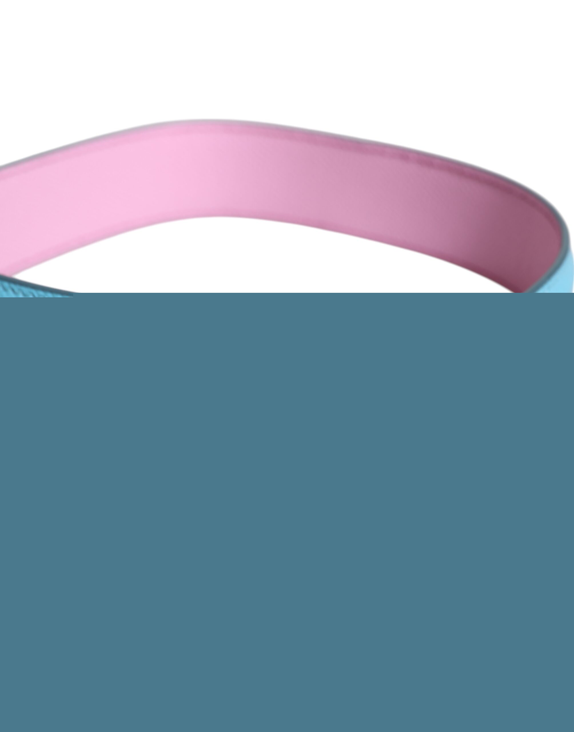 Pink Blue Leather Handle Bag Shoulder Strap