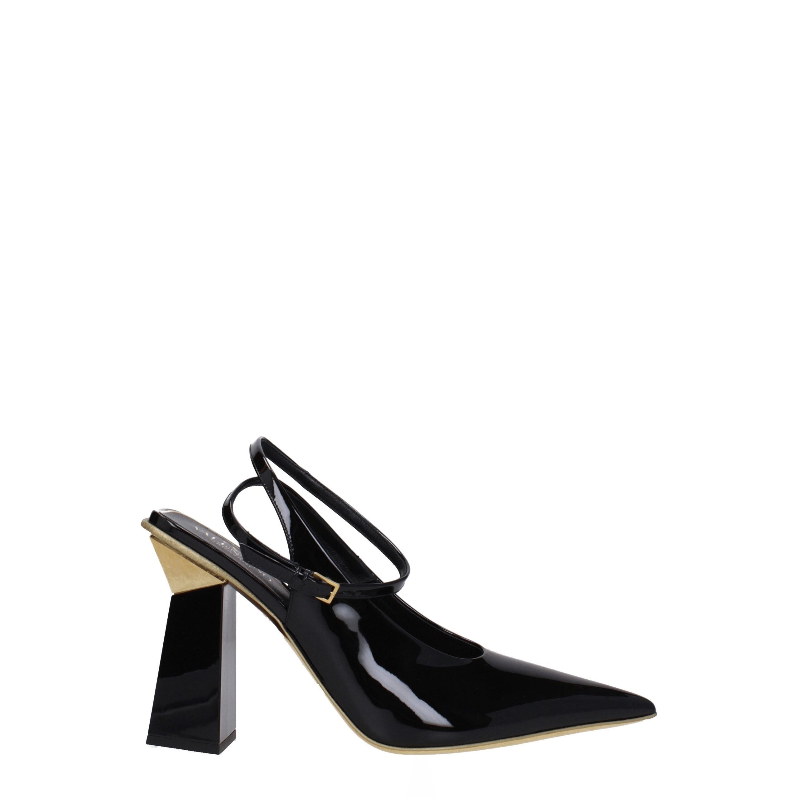 Valentino Garavani Black Patent Leather High Heel Sandals Pointy Toe 10.5cm