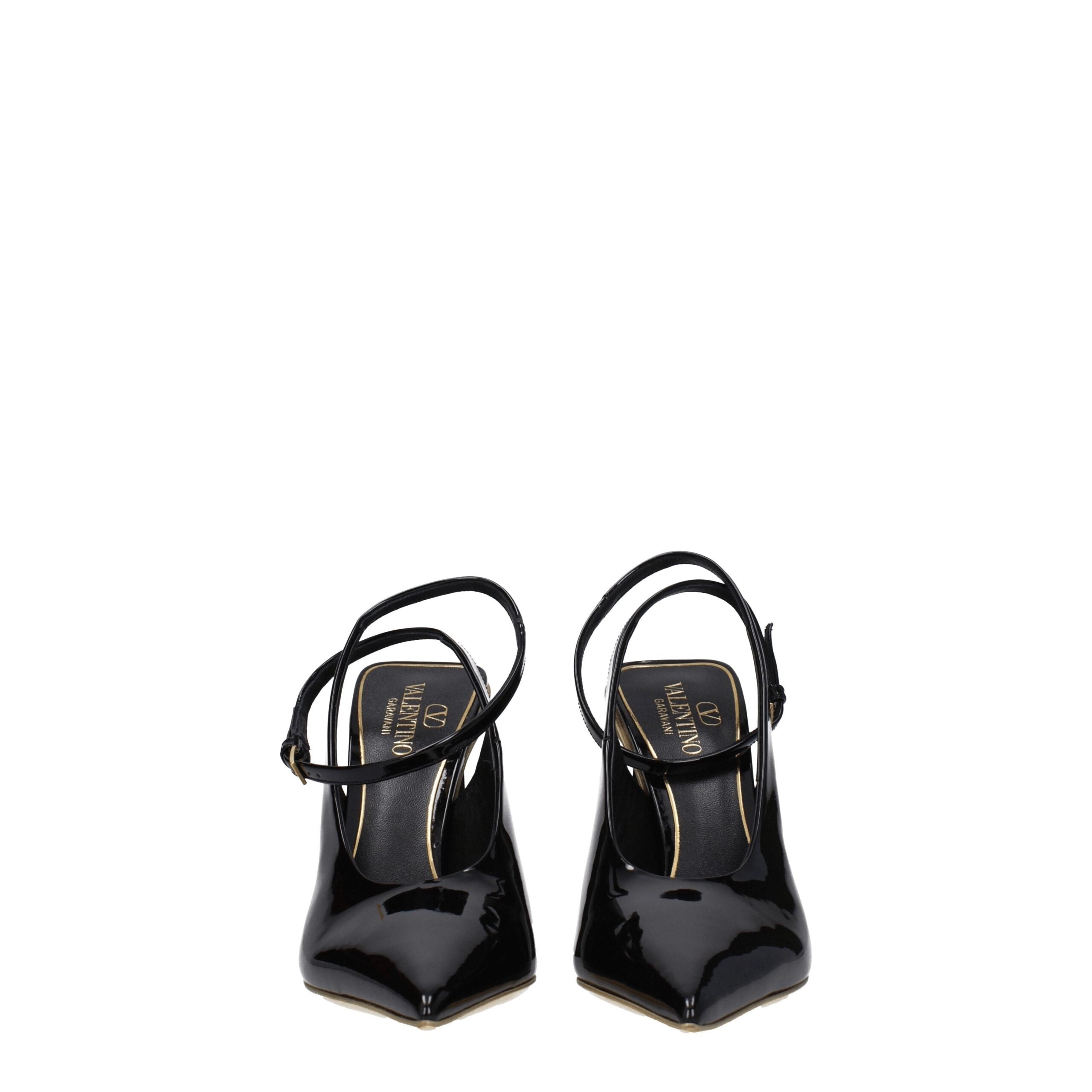 Valentino Garavani Black Patent Leather High Heel Sandals Pointy Toe 10.5cm
