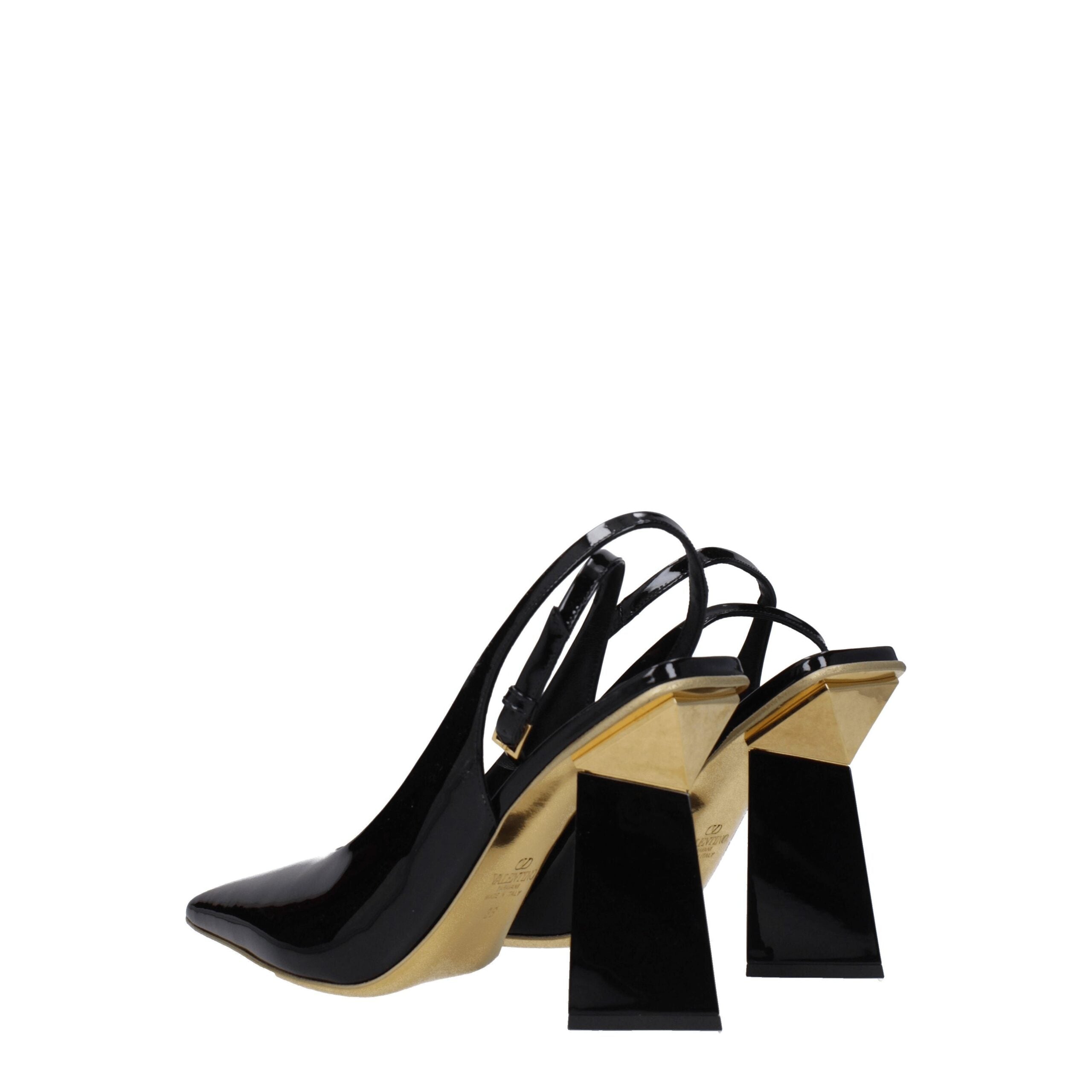 Valentino Garavani Black Patent Leather High Heel Sandals Pointy Toe 10.5cm