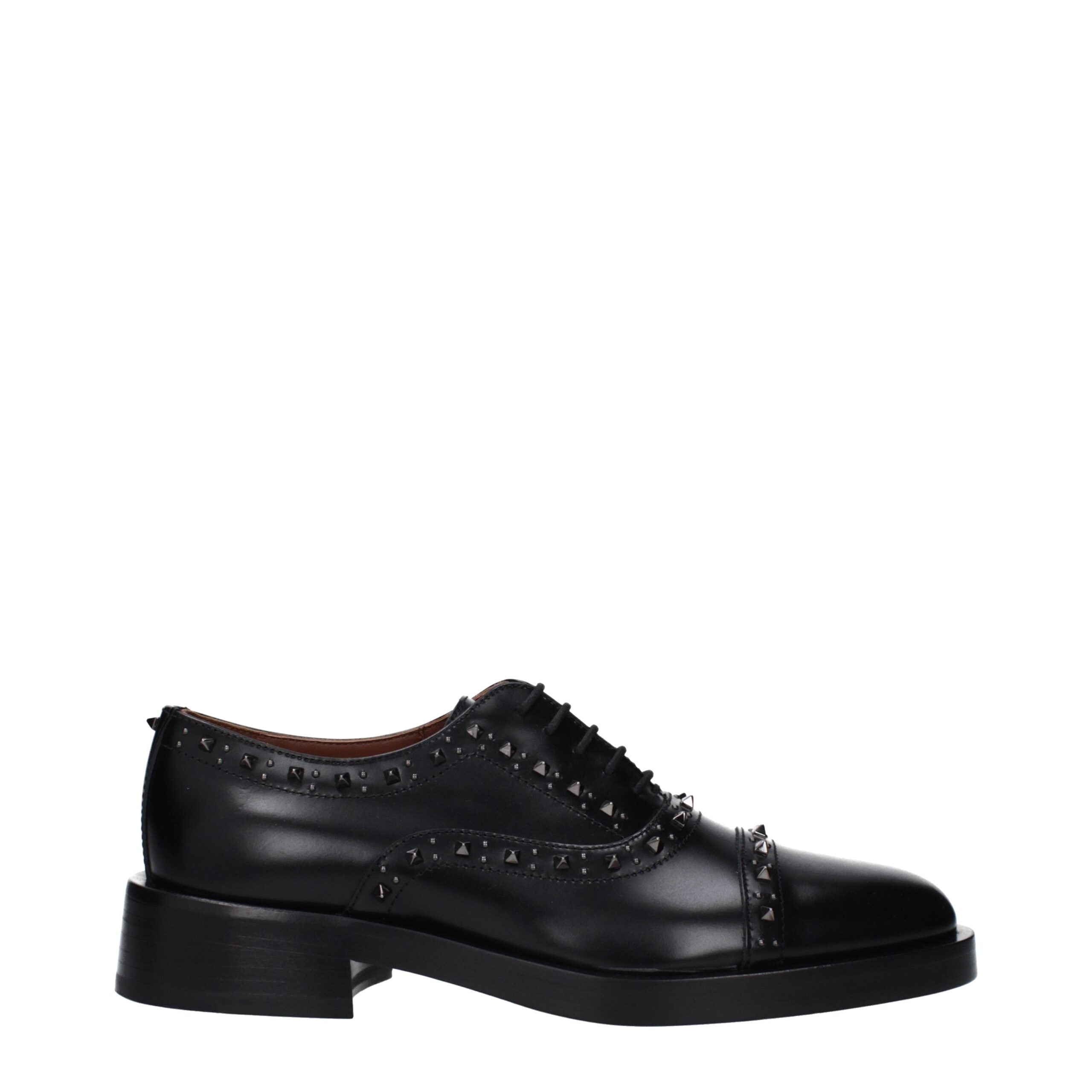 Valentino Garavani Black Leather Studded Lace-Up Oxford Derby 3.5cm Heel