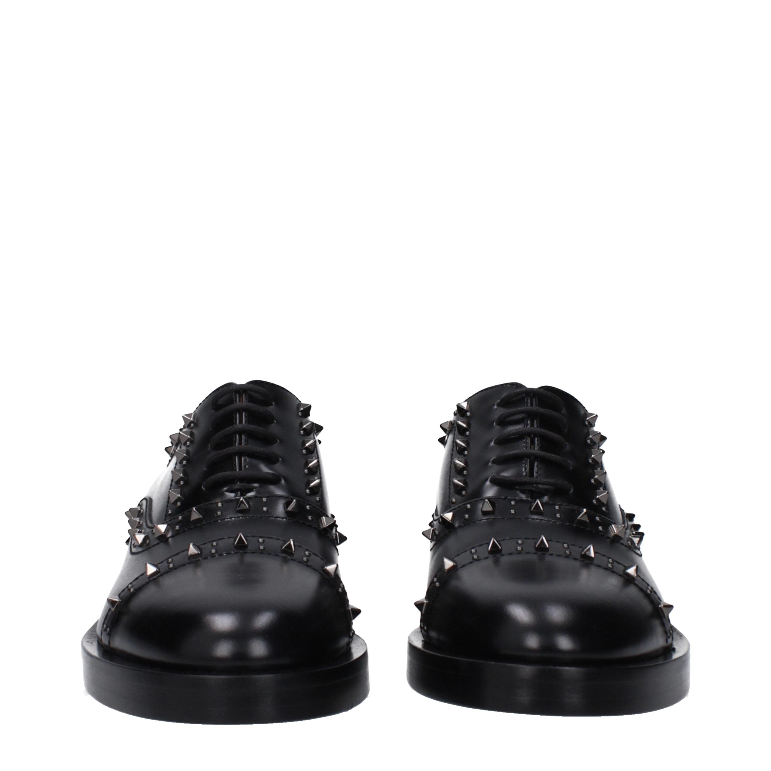 Valentino Garavani Black Leather Studded Lace-Up Oxford Derby 3.5cm Heel
