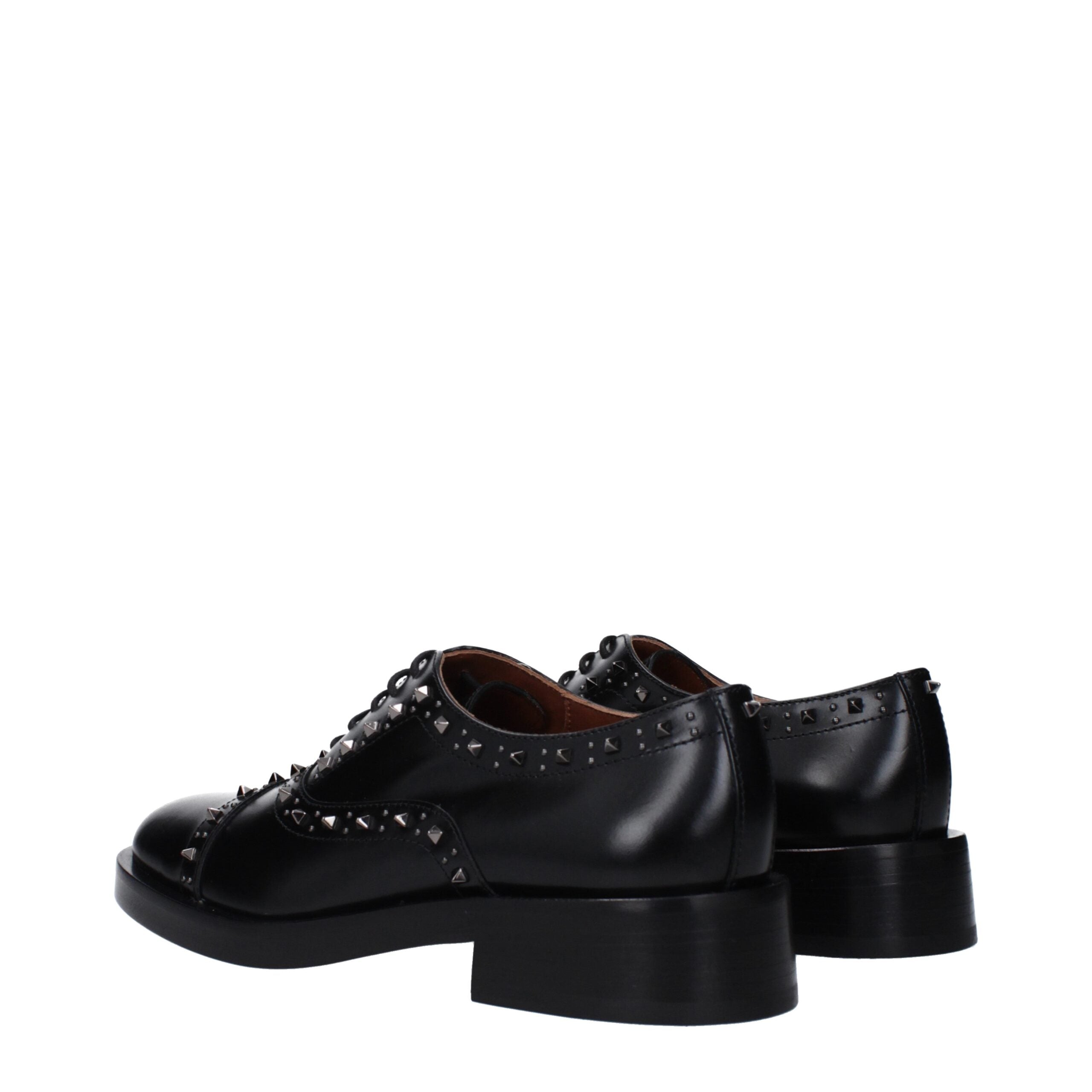 Valentino Garavani Black Leather Studded Lace-Up Oxford Derby 3.5cm Heel