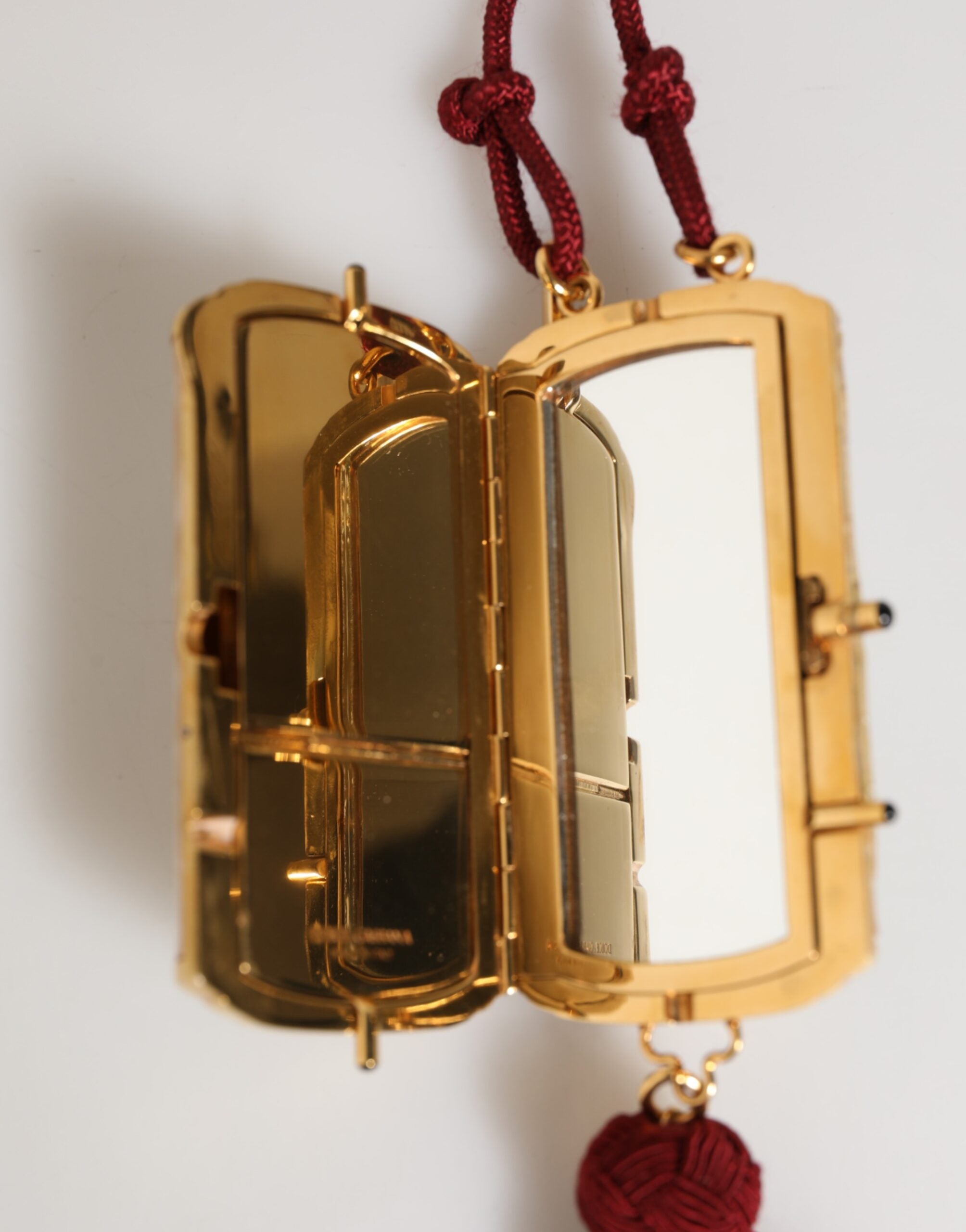White Resin Gold Metal Crossbody Mini Purse Tassel Bag