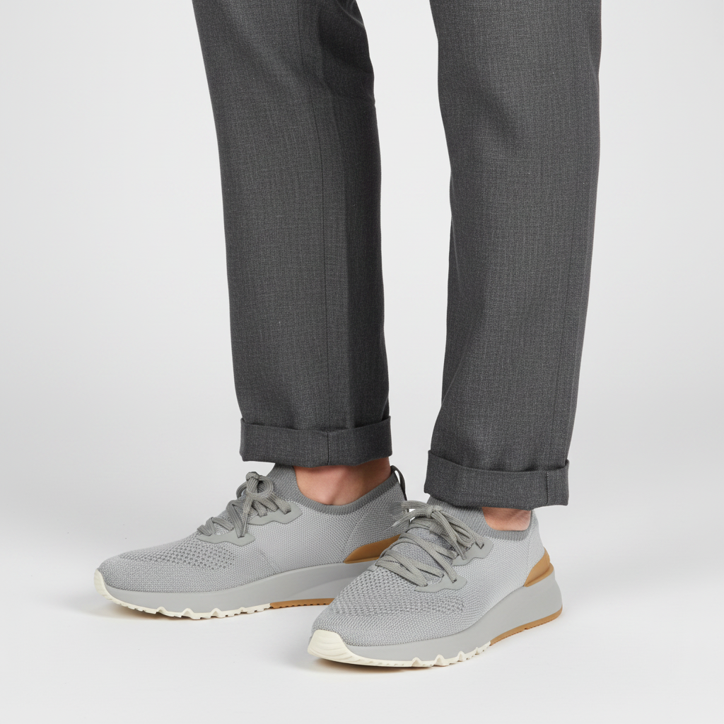 Gray Cotton Athletic Sneakers