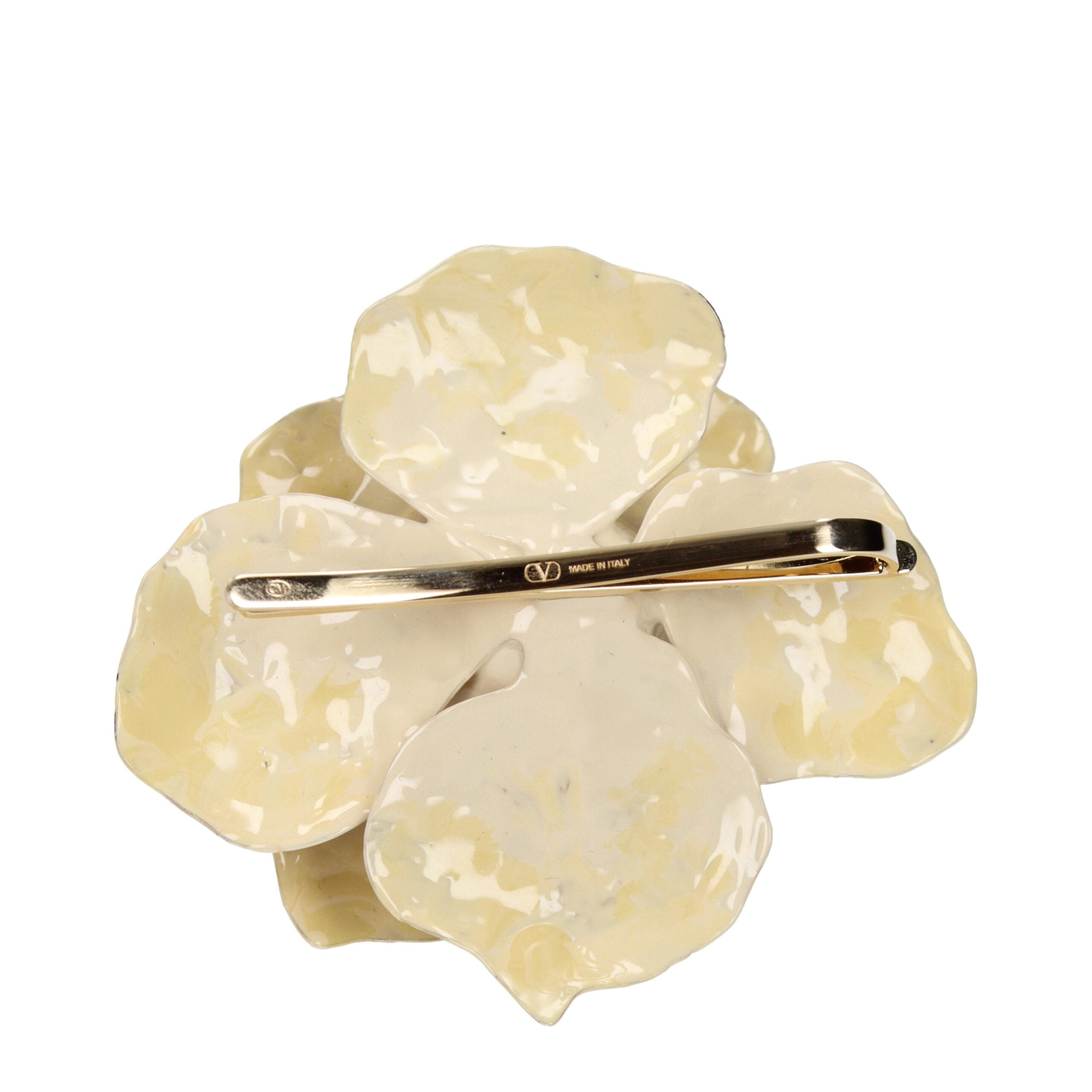Valentino Garavani VLogo Beige Metal Brooch