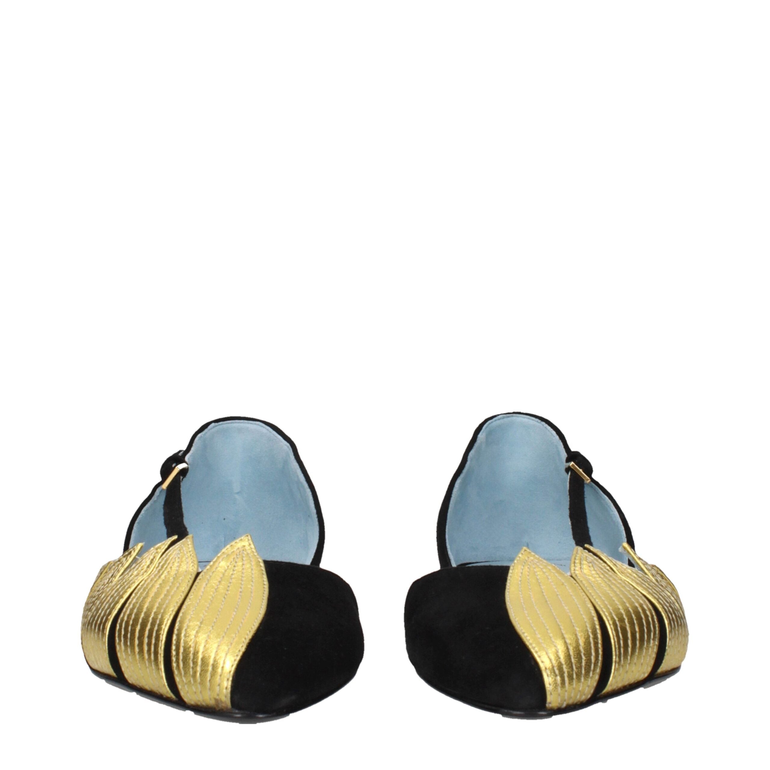 Valentino Garavani Black Suede Flat Sandals with Back Logo