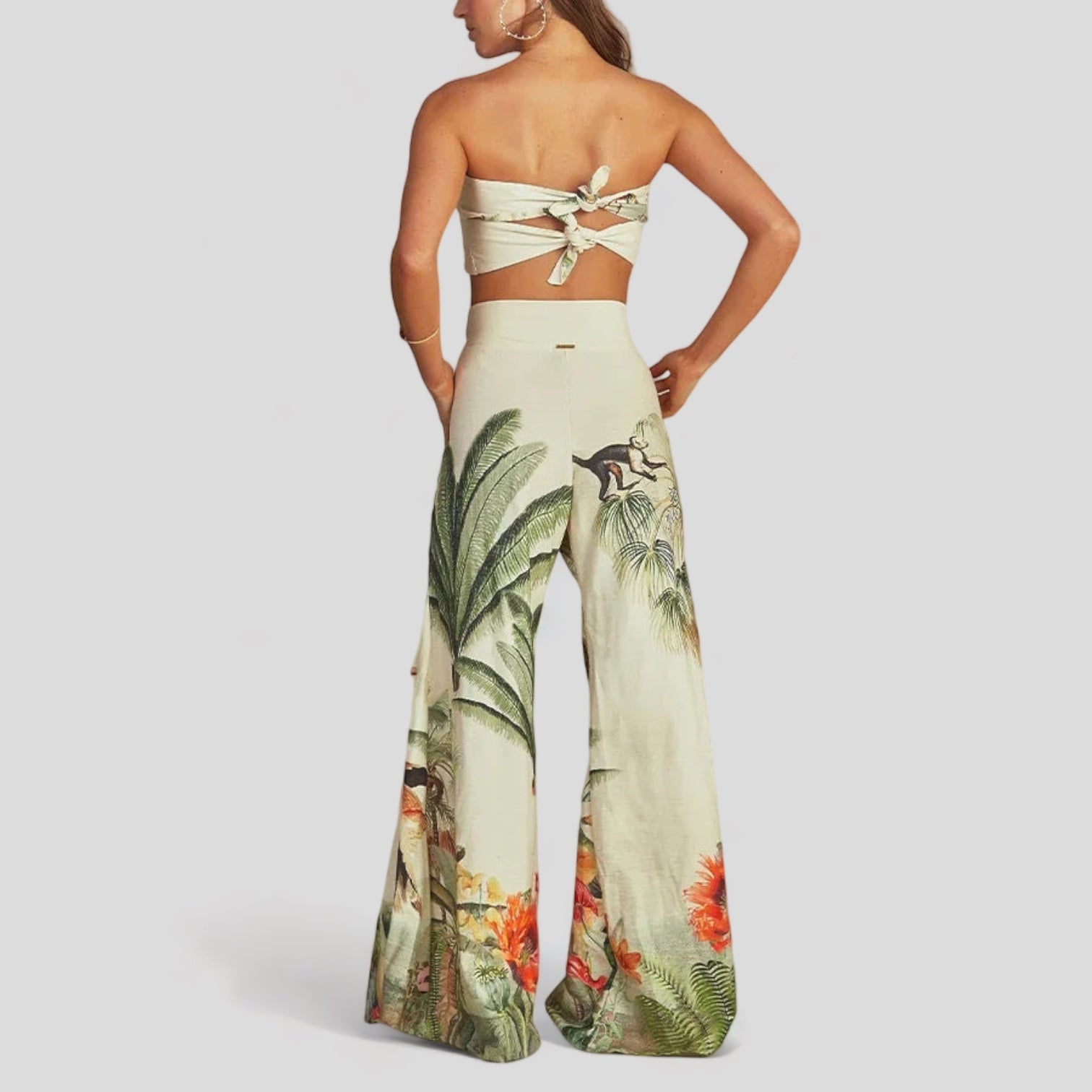 Conjunto bikini de 2 piezas con pantalón floral print